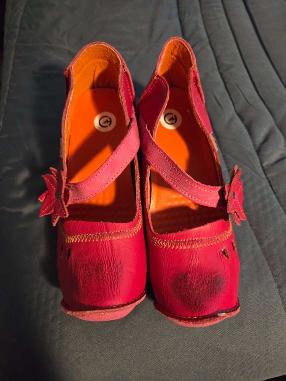 Artisan Leather Floral Mary Jane Shoes